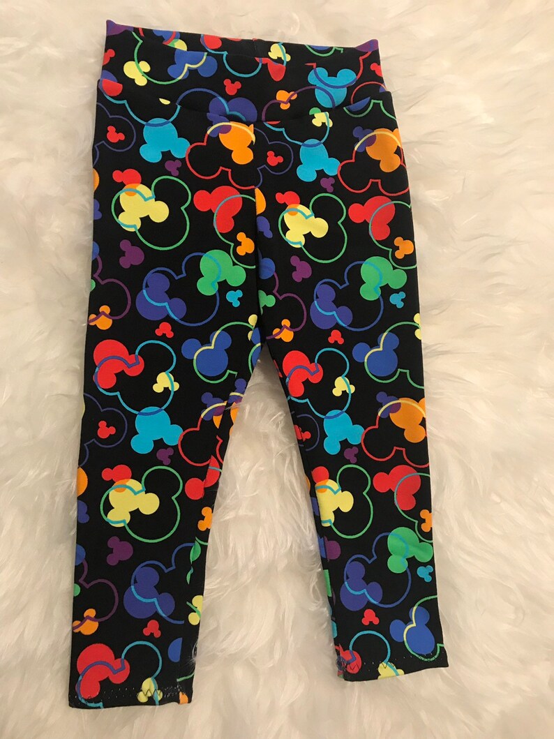 Mickey Mouse leggings toddler disney leggings baby disney ears Disney Inspired Rainbow Mickey Mouse Leggings mouse head leggings