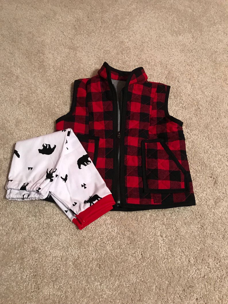 Buffalo Plaid Vest // Check Quilted Toddler Vest Etsy