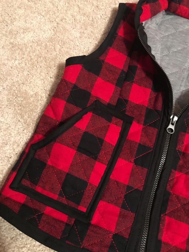 Buffalo Plaid Vest // Check Quilted Toddler Vest Etsy