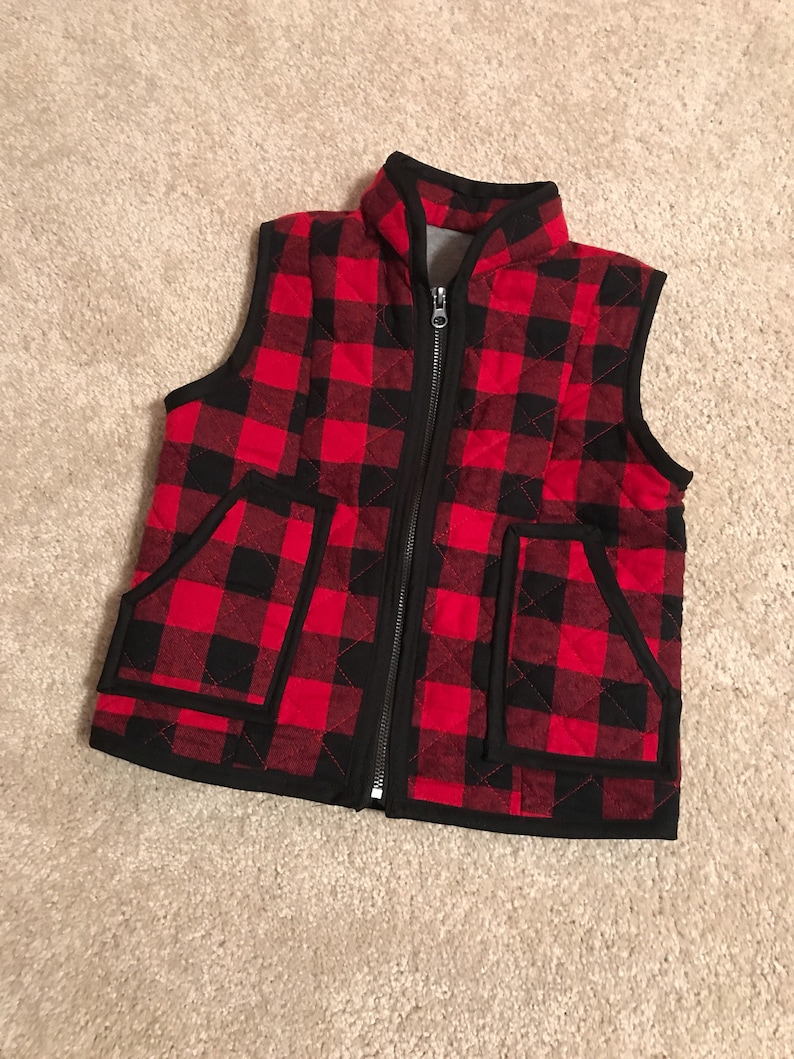 Buffalo Plaid Vest // Check Quilted Toddler Vest Etsy