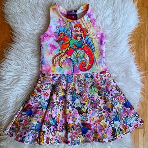Princess Carousel Peplum - princess peplum - Ariel, Tiana, sleeping beauty, belle top - Disney carousel - summer peplum - twirly