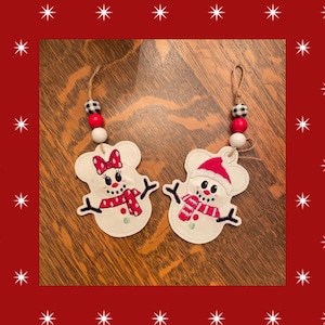 Snow Mice Ornaments - Snow Mickey & Minnie - Disney Christmas - Magic Holiday - Disney Decor  - Mr. and Mrs. Mouse
