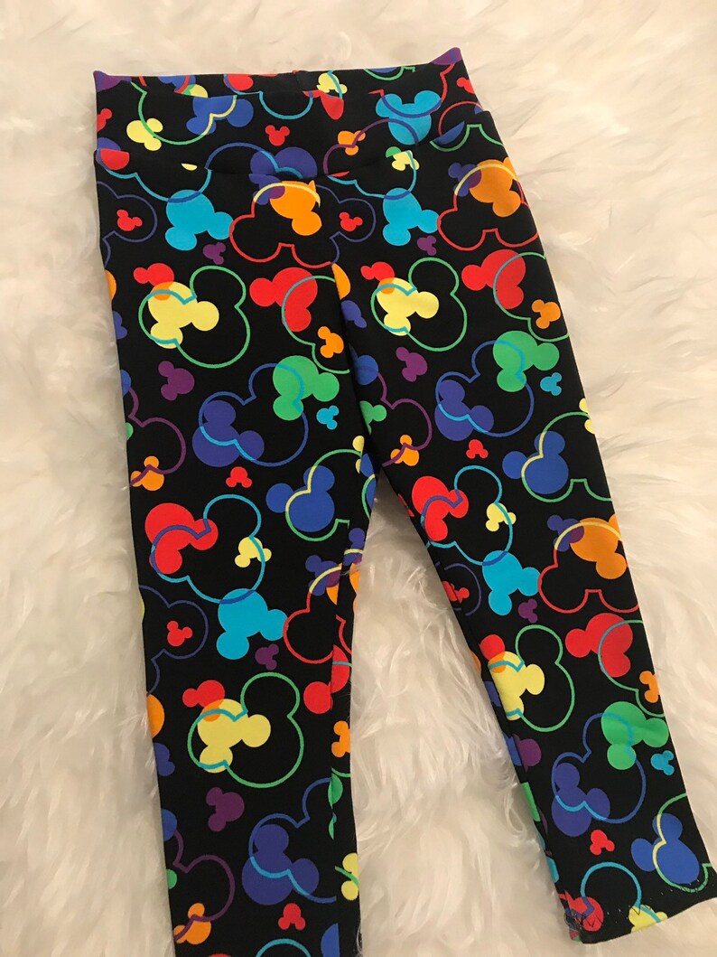 Mickey Mouse leggings toddler disney leggings baby disney ears Disney Inspired Rainbow Mickey Mouse Leggings mouse head leggings