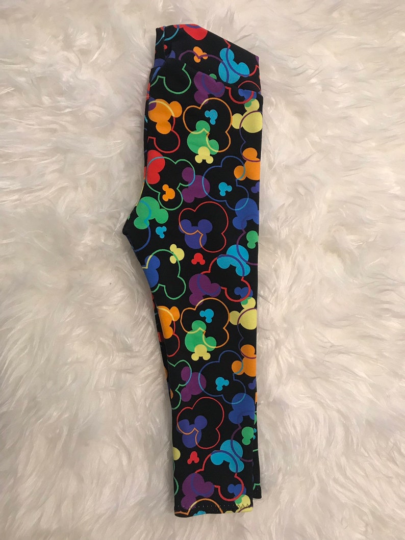 Mickey Mouse leggings toddler disney leggings baby disney ears Disney Inspired Rainbow Mickey Mouse Leggings mouse head leggings