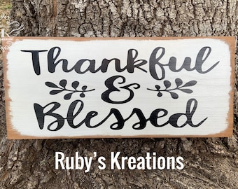 Thankful Sign, Blessed Sign, Wreath Sign, Farmhouse Sign, Wall Sign, Everyday Sign, Rustic Sign, Home Decor, Front Door, Thanksgiving, Fall