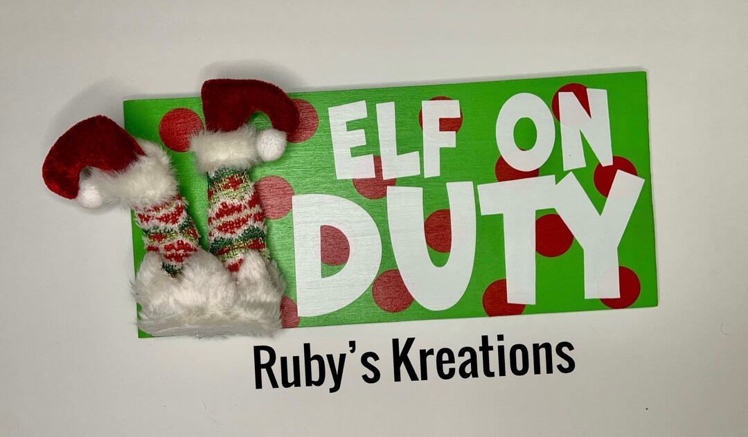 Christmas Wreath Sign, Elf on Duty Sign, Wood Sign, Merry Christmas ...