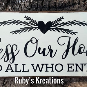 Bless Our Home And All Who Enter, Wreath Sign, Farmhouse Sign, Everyday Sign, Wall Decor, Rustic, Home Decor, Front Door, Distressed