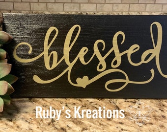 Blessed Sign, Wreath Sign, Fall, Thanksgiving, Wall Decor, Front Door, Home Decor, Everyday Sign, Wreath Attachment