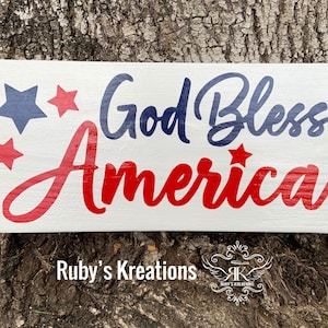 Patriotic Wreath Sign, God Bless America Sign, 4th of July Sign, Patriotic Decor, Wall Signs, Front Door, Independence Day, Home Decor