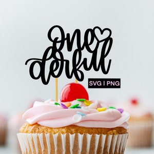 Onederful svg, primeiro topper de bolo de aniversário svg, primeiro aniversário svg, arquivo de corte de topper de bolo, svg com letras à mão, svg de aniversário de bebê, um svg, png