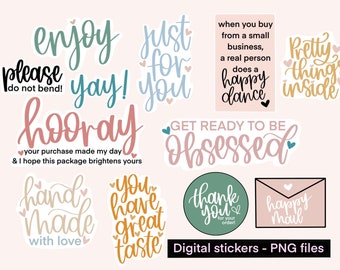 Digital stickers for small business PNG only , digital packaging stickers, digital stickers PNG files, small business packaging stickers png