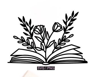 Floral book svg, book with flowers svg, book clipart svg, book lover shirt svg, book bag svg, book mug svg, librarian svg, flower book svg