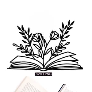 Libro floreale in formato SVG, libro con fiori in formato SVG, clipart di libro in formato SVG, maglietta per amanti dei libri in formato SVG, borsa per libri in formato SVG, tazza per libri in formato SVG, bibliotecario in formato SVG, libro con fiori in formato SVG