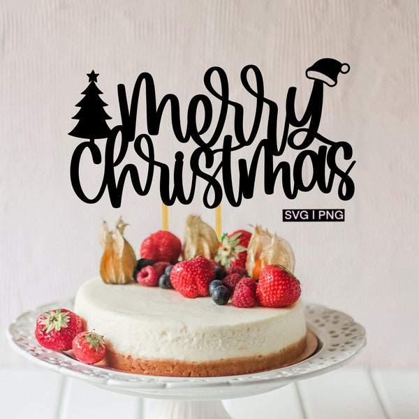 Merry christmas cake topper svg, holiday cake topper svg, christmas cake topper svg, cake topper cut file, hand lettered svg, christmas svg