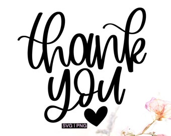 Thank you svg, thank you card svg, thank you heart svg, thank you clipart svg, hand lettered svg, thank you cut file, small business svg