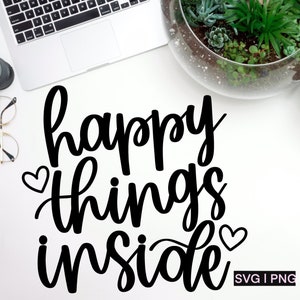 Happy things inside svg, small business svg, hand lettered svg, shop small svg, svg files for cricut, happy mail svg, happy things svg, svg