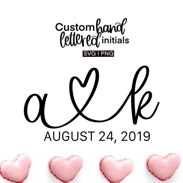 Custom initials svg, couple initials with heart svg, wedding gift svg, anniversary svg, couple initials svg, hand lettered svg, custom svg