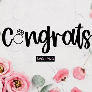 Congrats svg, wedding svg, engagement svg, wedding ring svg, celebrate svg, congrats on your engagement svg, hand lettered svg, cricut cut
