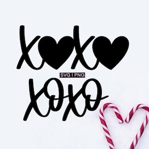 Xoxo svg, saint-Valentin svg, câlins et baisers svg, gâteau de saint-Valentin topper svg, lettré à la main svg, love you svg, valentine clipart svg