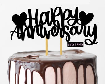 Feliz aniversário bolo topper svg, topper de bolo de aniversário de casamento svg, bolo de aniversário svg, svg com letras à mão, arquivo de corte de topper de bolo, png