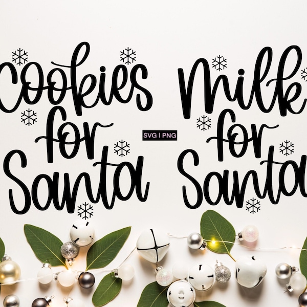 Cookies for santa svg, milk for santa svg, christmas bundle svg, christmas eve svg, hand lettered svg, christmas cut files, santa plate svg