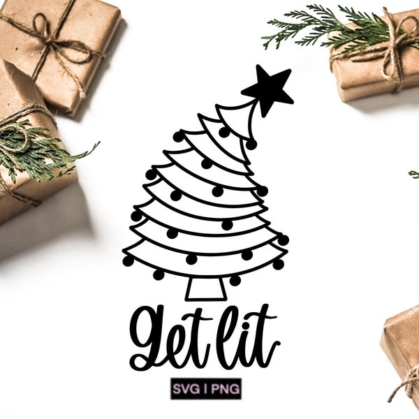 Get lit svg, kerst wijn svg, kerstdrank svg, kerst mok svg, grappige kerst svg, kerstboom svg, kerstshirt svg, png