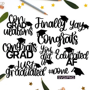 Graduation cake topper svg bundle, graduation svg bundle, congrats grad svg, finally graduated svg,graduation decor svg,graduation party svg