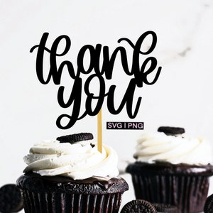 Merci de gâteau svg, svg de gâteau de fête, merci cupcake topper svg, svg à la main, numérique de gâteau, cricut de gâteau