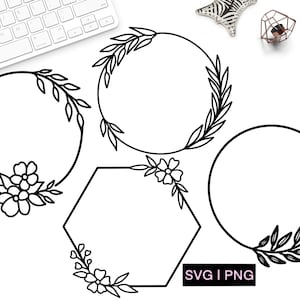 Blumenkranz svg, blumen rahmen svg, handgezeichneter Kranz, Blumenrand svg, blumen svg, Kranz Clipart, Kreis Bordüre svg, Kranz svg bundle