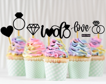 Wedding cupcake topper svg, wedding clipart svg, i do cake topper svg, bridal shower cake topper svg, engagement party cake topper svg, png
