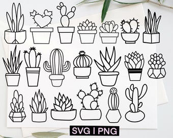 Succulent clipart, succulent svg bundle, cactus svg bundle, cacti svg, houseplants svg, hand drawn svg, svg files for cricut, plants svg