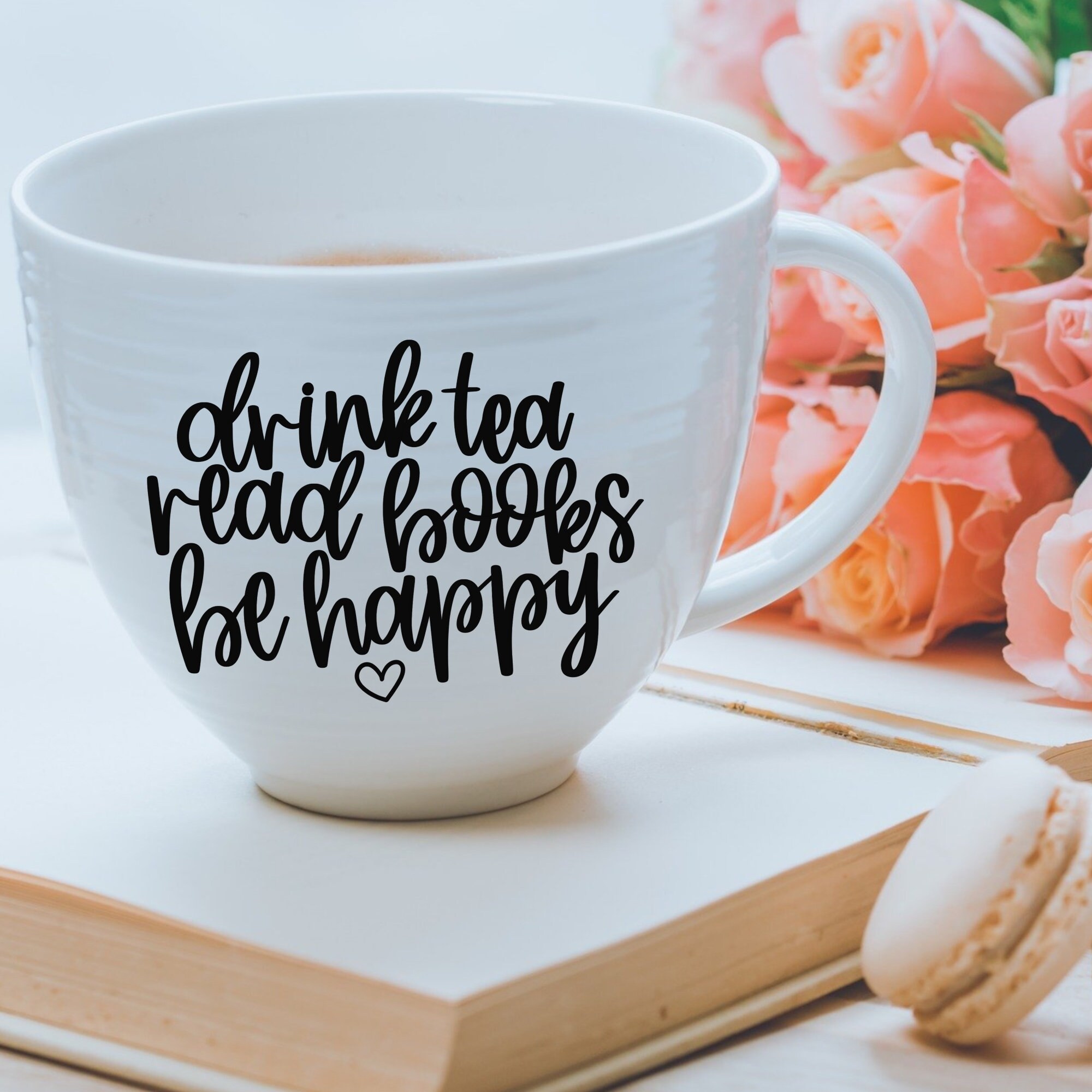 Drink tea read books be happy svg tea lover svg reading svg | Etsy