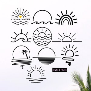 Sun svg bundle, sun clipart svg, summer shirt svg, sunshine mug svg, sun rays svg, palm tree svg, beach waves svg, summer svg bundle,sun png