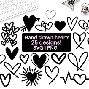 Hearts svg bundle, heart clipart, hand drawn hearts, valentine day svg, love svg, valentines heart svg, svg files for cricut, heart png, svg