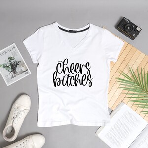 Cheers bitches svg, bachelorette svg, girls weekend svg, girls trip svg, hand lettered svg, girls night svg, new years svg, bridesmaid svg image 2