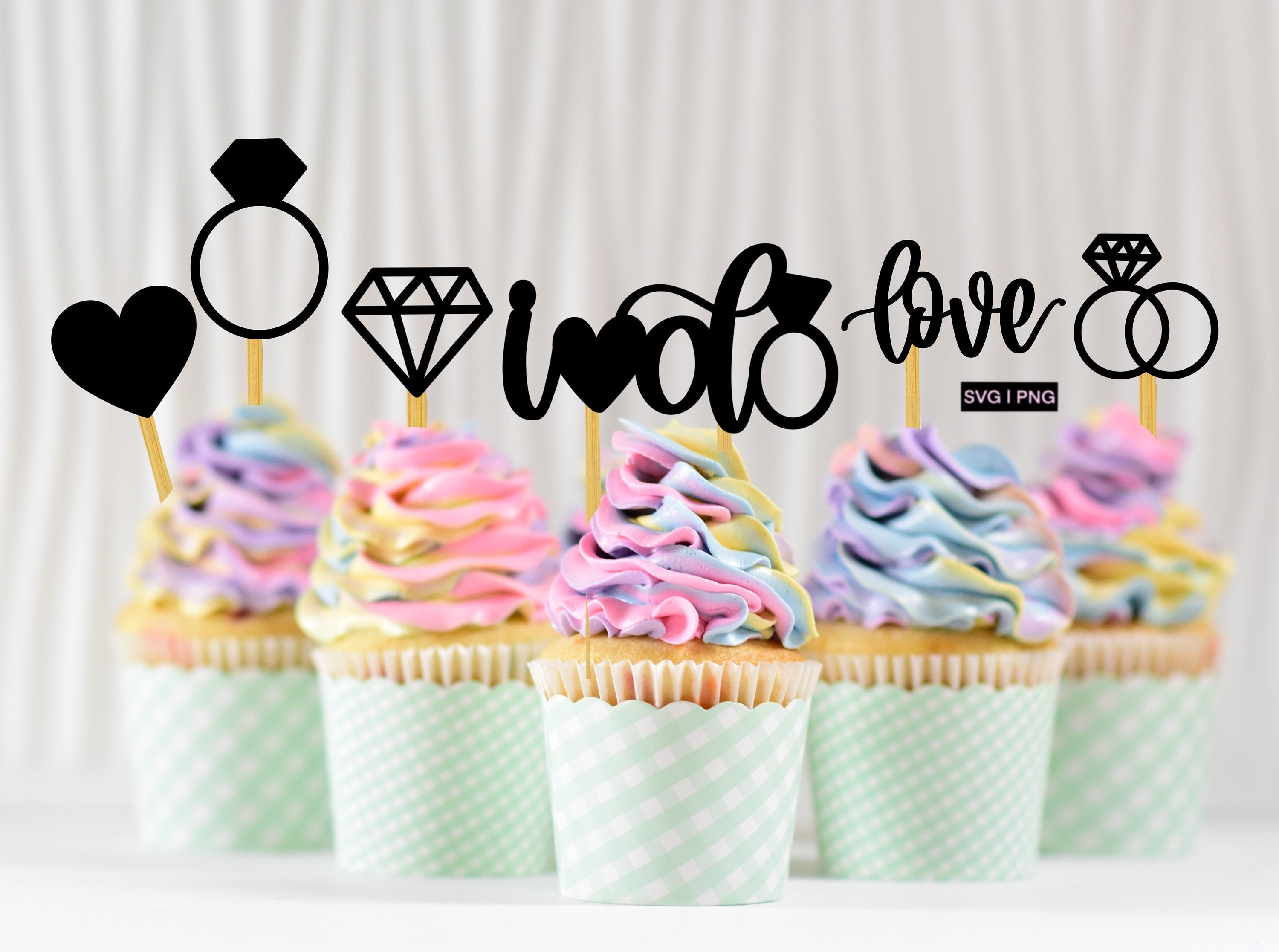 Wedding Cupcake Topper Svg Wedding Clipart Svg I Do Cake Etsy