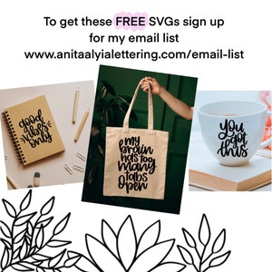 K&ouml;nnte beinhalten: Drei verschiedene Designs f&uuml;r Tragetaschen, Tassen und Notizb&uuml;cher. Die Designs zeigen den Text "good vibes only", "my brain has too many tabs open" und "you got this".