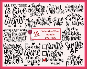 Valentine's day wine svg bundle, wine is my valentine svg, be my valenwine svg, wine valentine svg, hand lettered svg, wine glass bundle svg