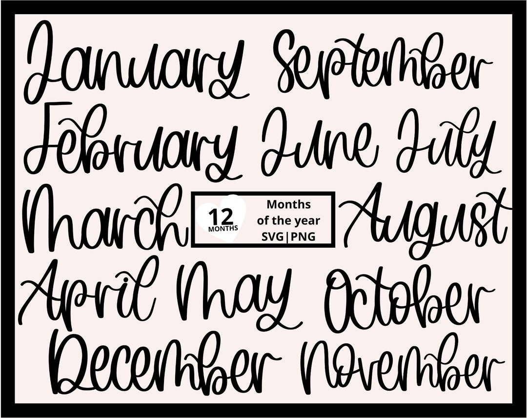 Months of the Year Svg, Calendar Months SVG, Months Svg, Planner Svg ...