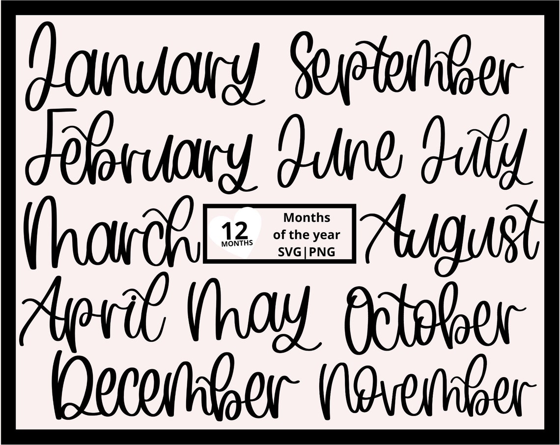 Months of the Year Svg, Calendar Months SVG, Months Svg, Planner Svg ...