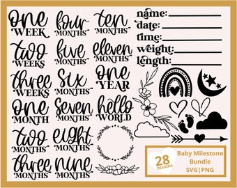 Hitos del bebé svg, hitos mensuales del bebé svg, svg escrito a mano, meses del bebé svg, svg del recién nacido, bebé svg mensual, hitos mensuales svg