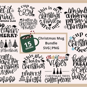Mug de Noël svg bundle, christmas cup svg bundle, joyeux noël svg, christmas bundle svg, boisson de Noël svg, café de Noël svg
