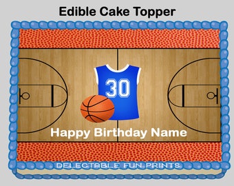 Personalised Basketball Court Edible Icing Cake Topper Decorations