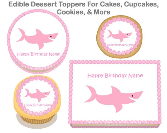 Shark Party Shark Birthday Party Shark Cake Topper Edible Etsy