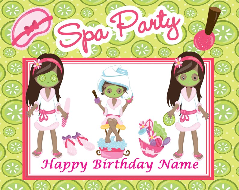 African American Spa Party Edible cake cupcake cookie toppers