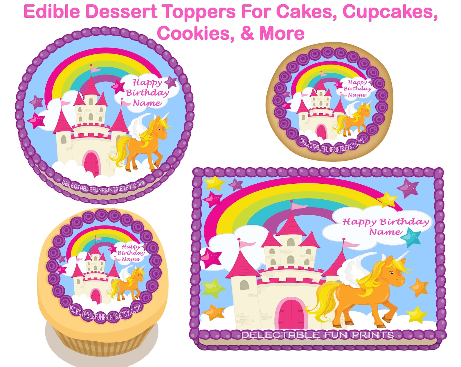 Unicorn Edible Image Cake Toppers Page Three Unicorn Edible Image Cake Toppers Page Three