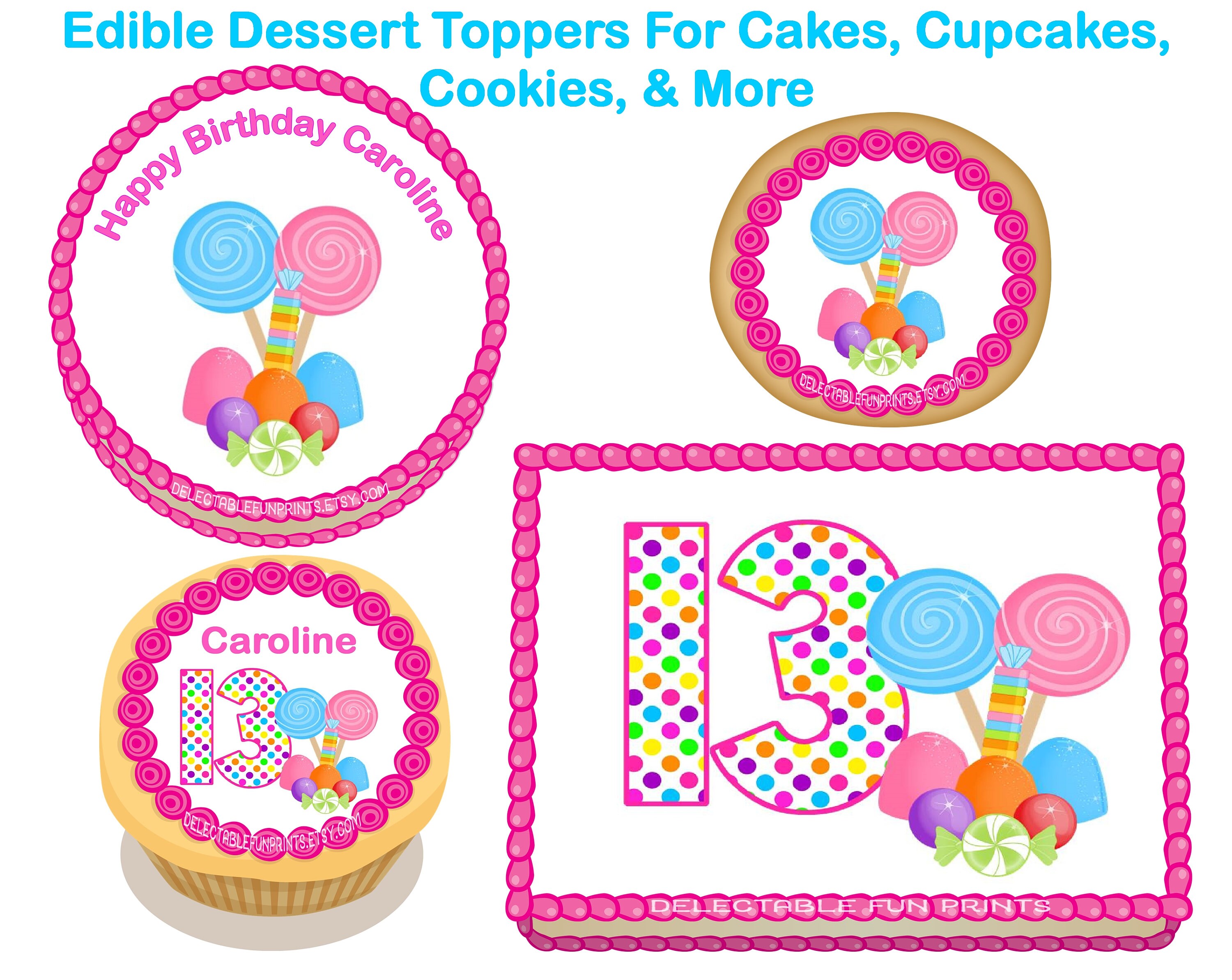 Candy Land Edible Toppers Cake Topper Cupcake Topper Oreo Etsy Singapore