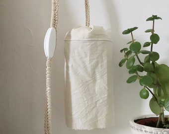 Lámpara portátil artesanal en tela y algodón crudo
