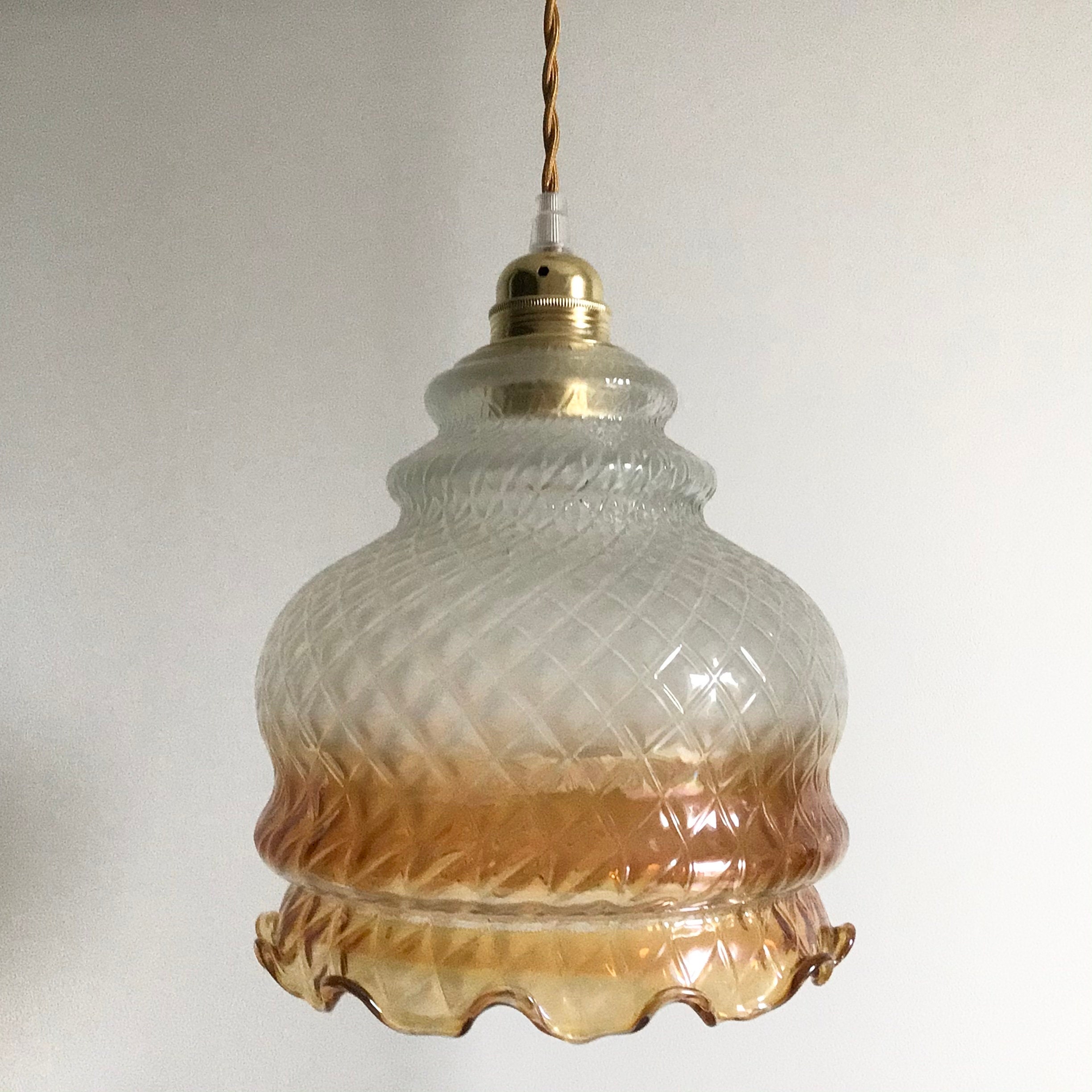 Suspension Globe Verre Ancien Bicolore