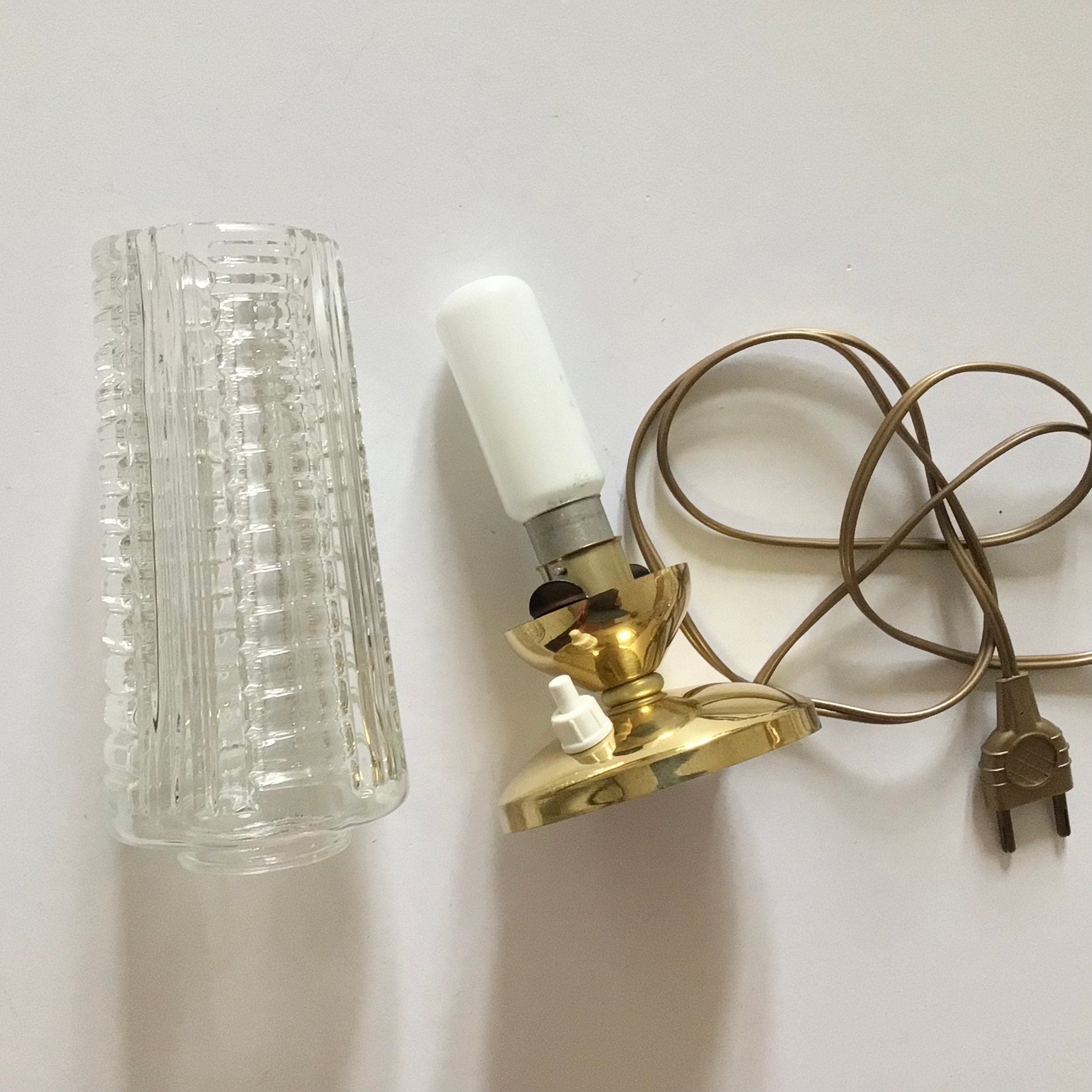 Bedside lamp glass and old brass | Etsy